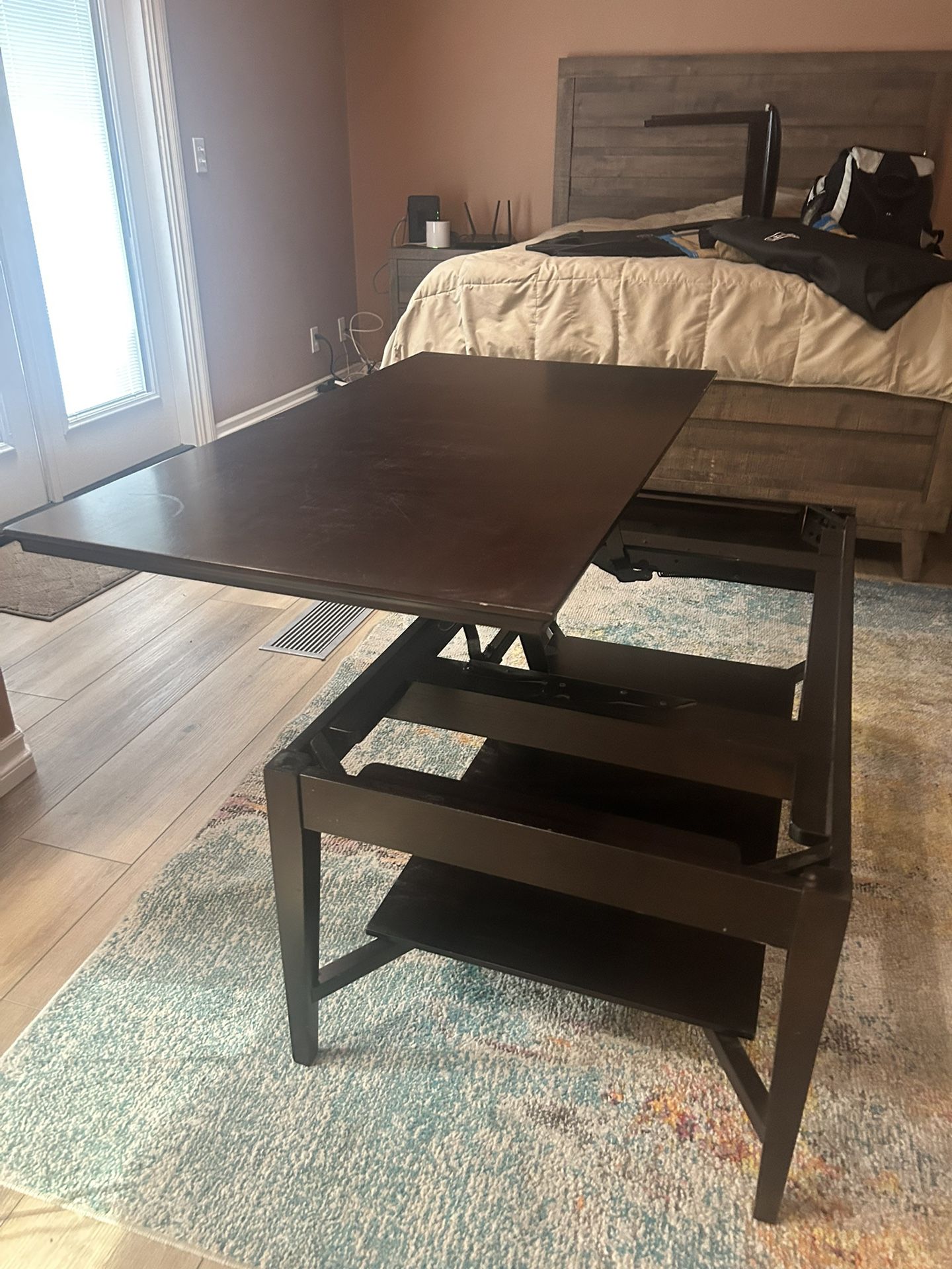 Wood Coffee Table Retractable Desk Table