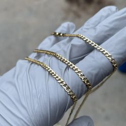 Sterling Silver Two Tone Cuban Link Curb Chains 