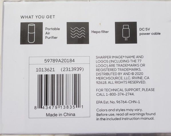 Sharper Image Portable Air Purifier w/HEPA