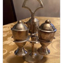 Vintage E.P.N.S. Silver Plated Salt, Pepper, Sugar or Mustard Set Engraved RARE