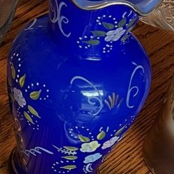 Cobalt Blue Handpainted Vase