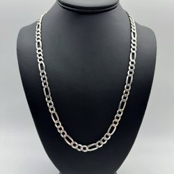 New Jewelry .925 sterling silver Figaro link chain necklace 22” 7.00mm