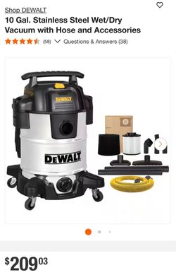 New Dewalt 10 Gal. Stainless Steel Wet/Dry Vacuum with Hose and Accessories