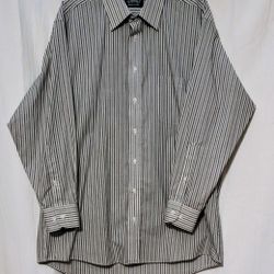 Stafford Mens Long Sleeves Striped Button Down Shirt Size Large 16.5 32-33