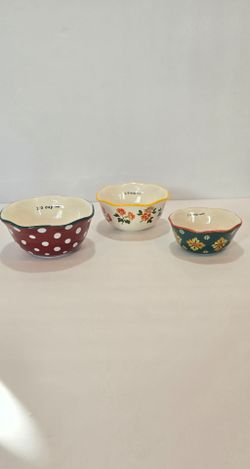 Pioneer💐 Woman 3-pc Vintage Bloom Medley Nesting Measuring Bowls