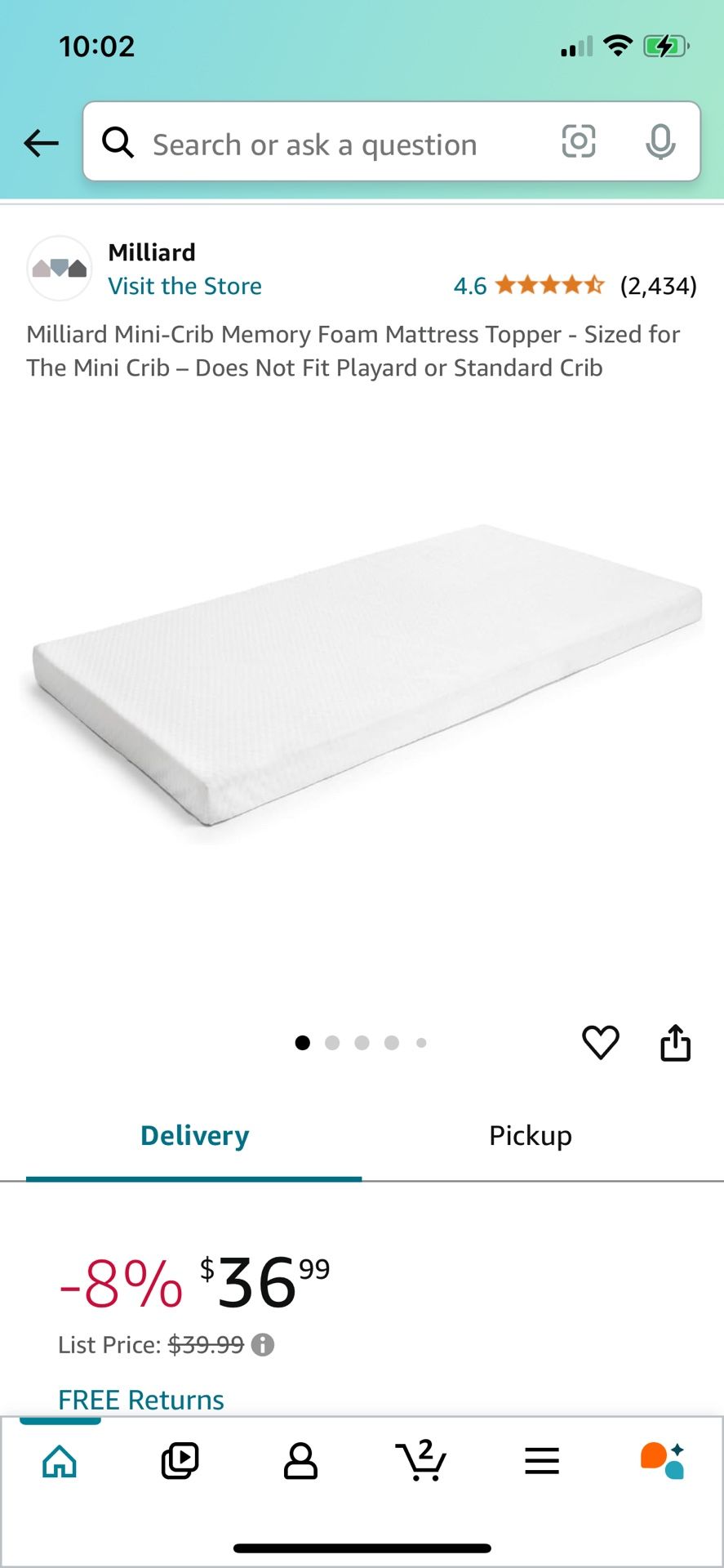 Mini Crib Mattress Memory Foam Topper