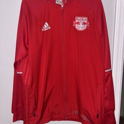 RARE Adidas New York Red Bulls Men's Large Red Soccer Full Zip Up Jacket VINTAGE
