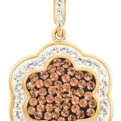 White and Champagne Color Austrian Crystal Pendant in Goldtone

