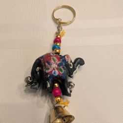 Colorful Elephant Keychain with Bell