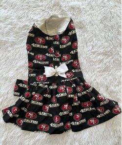 San Francisco 49ers Dog Dress with Bow Size LARGE