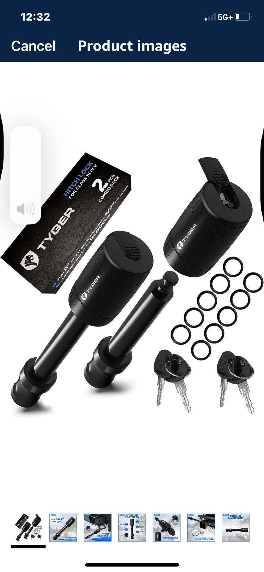 Tyger Auto Solid Trailer Hitch Lock Pin with Locking Key - for 5/8 inch Pin Holes on 2 inch Receivers | Two-Pack Combo | Class III IV V | 19,000 lb Lo