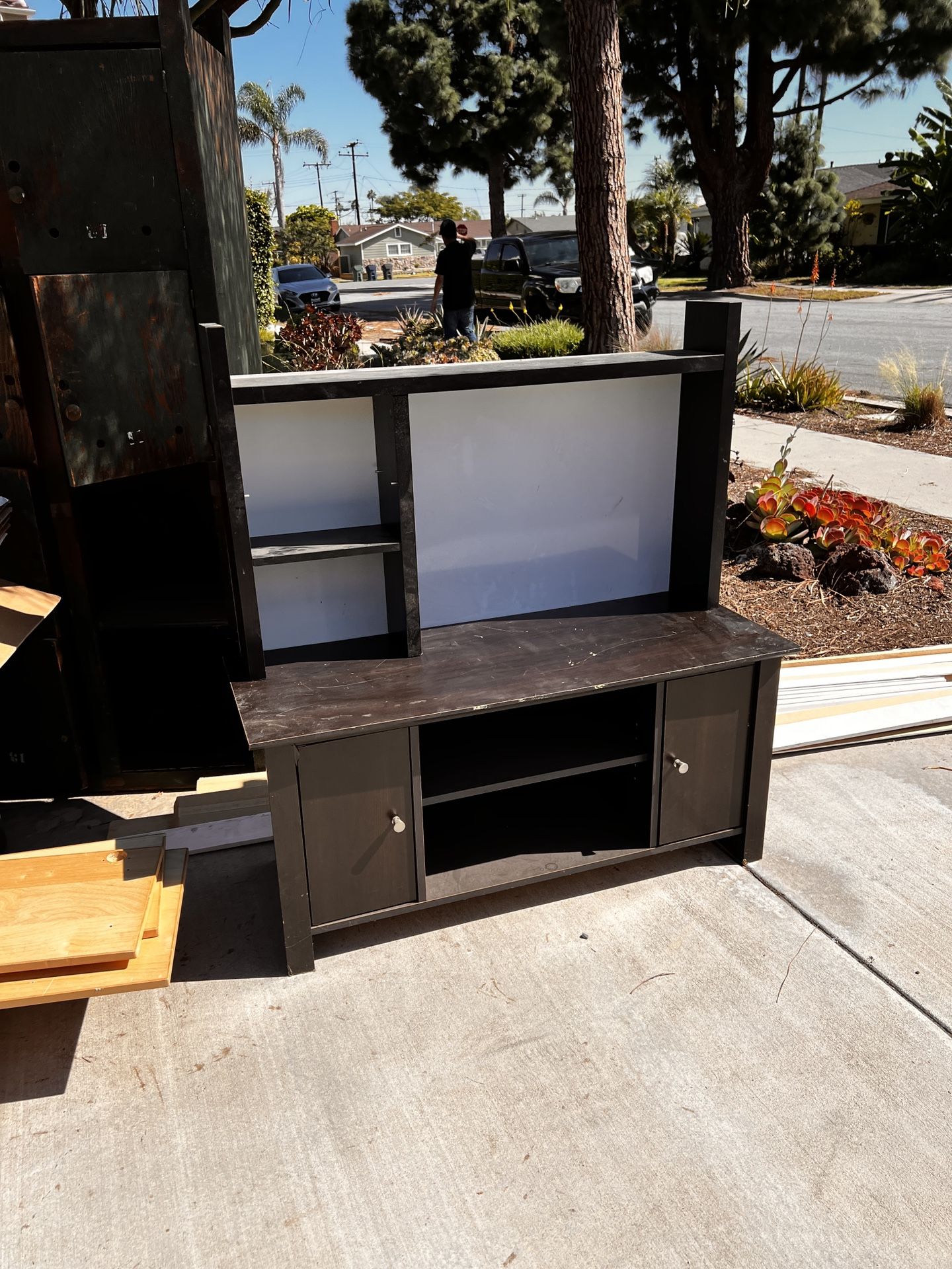 Free Stuff - TV Stand, Desk Organizer, Christmas Trees, Shutters, Mirrored Closet Doors, Jenny Lind Bed frame, Tree Stand Etc