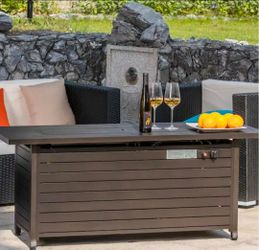56 in. x 21 in. Rectangular Fire Table with Glass Wind Guard, Cover and Table Lid in Bronze