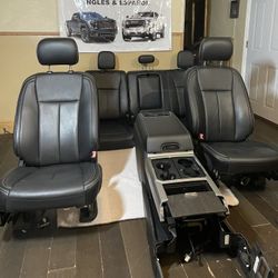 2020 2021 2022 Ford F-150 F-250 Platinum Lariat Black Leather seats Interior with Center console And Side Door Panels Truck Parts