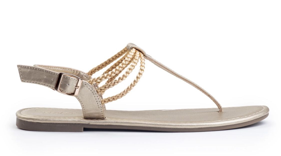 Plaka Rappel Flat Thong Sandals | Size 9 Gold Sandals