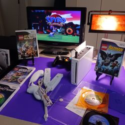 Nintendo Wii With Gamecube And Wii Games Plus All Controllers And Parts Necessary With Extras!