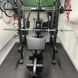 Vesta Fitness Smith Machine 2001 w/Bench Attachment | 230lb Bumpers Weights | 7ft Olympic Bar | Fitness | Gym Equipment | FREE DELIVERY 🚚 