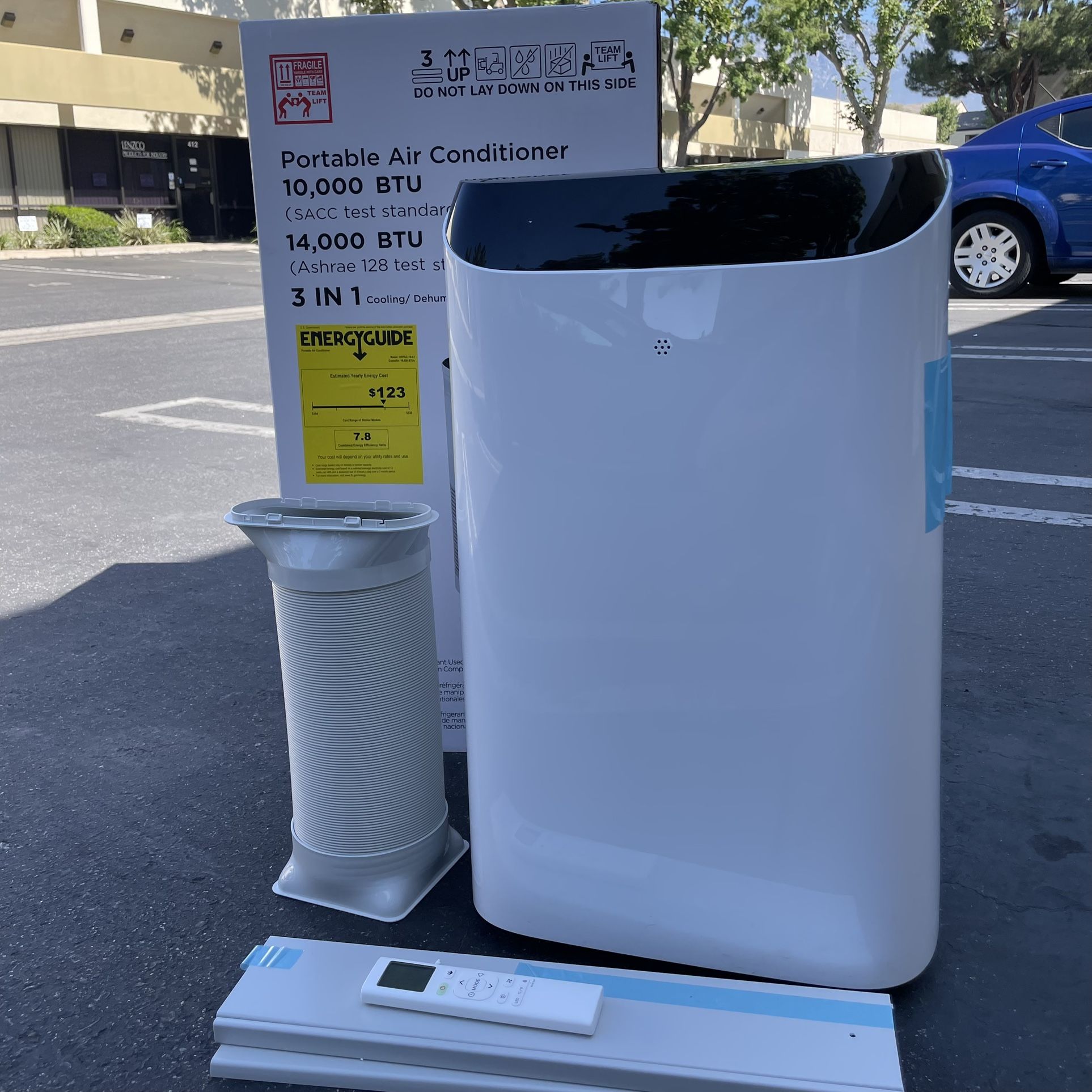 14,000 BTU Portable Air Conditioner, AC With Vent Hose, Window Cover And Remote