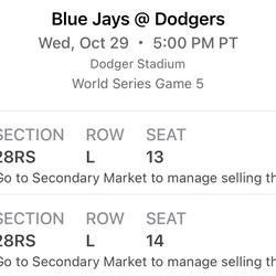 Game 5 Dodgers Tickets At Dodger Stadium 10/29