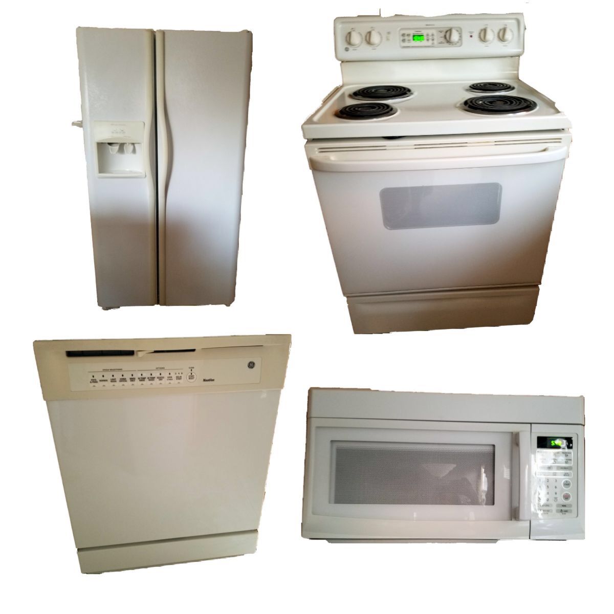 Fridge, dishwasher, microwave, stove
