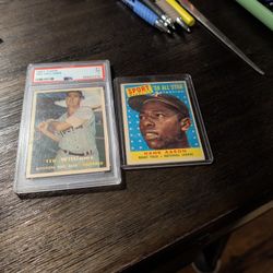 1957 & 1958 Ted Williams & Hank Aaron Cards
