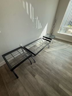 Glass top coffee table and side table set