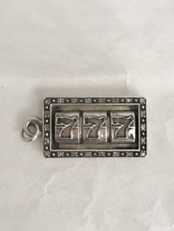 Casino Slot Winning 777 Sterling Silver Charm Pendant 1 inch