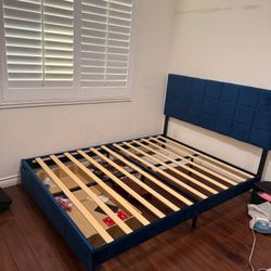For Sale: Modern Blue Upholstered Bed Frame with Storage Price: $50 Condition: Like New Location: Eastvale, CA Pickup Only