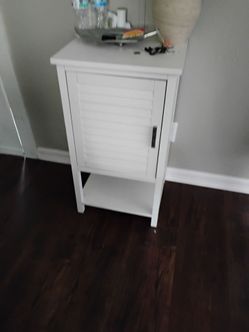 White Accent Cabinet with Shutter Door