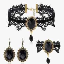 Gothic Choker Necklace Jewelry Set