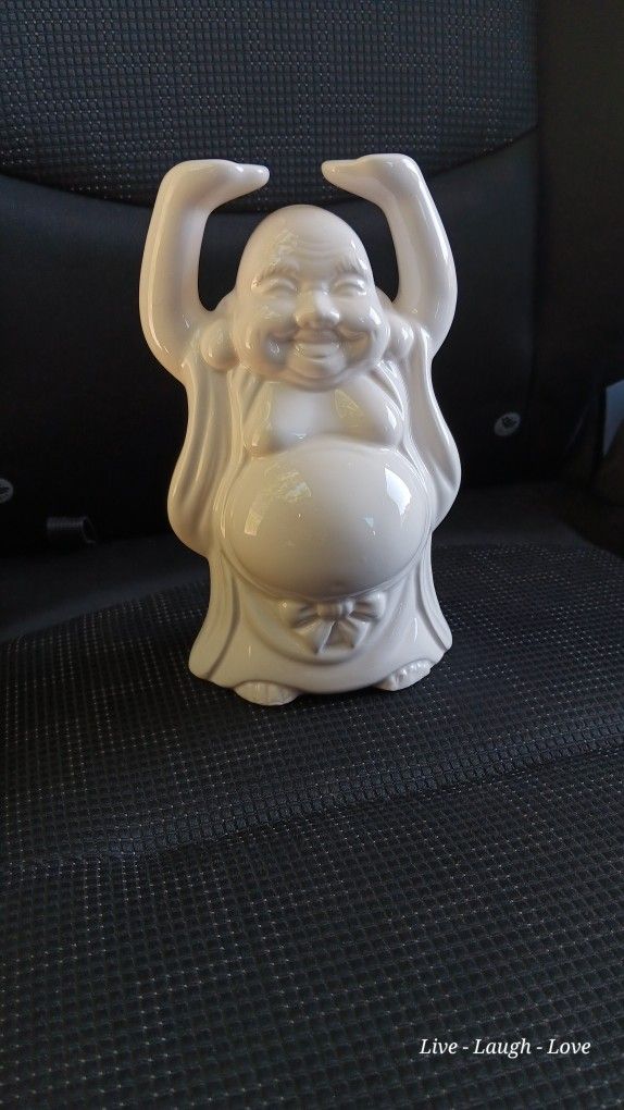 7 Inch Buddah Small Ceramic Statue/ Plant Holder
