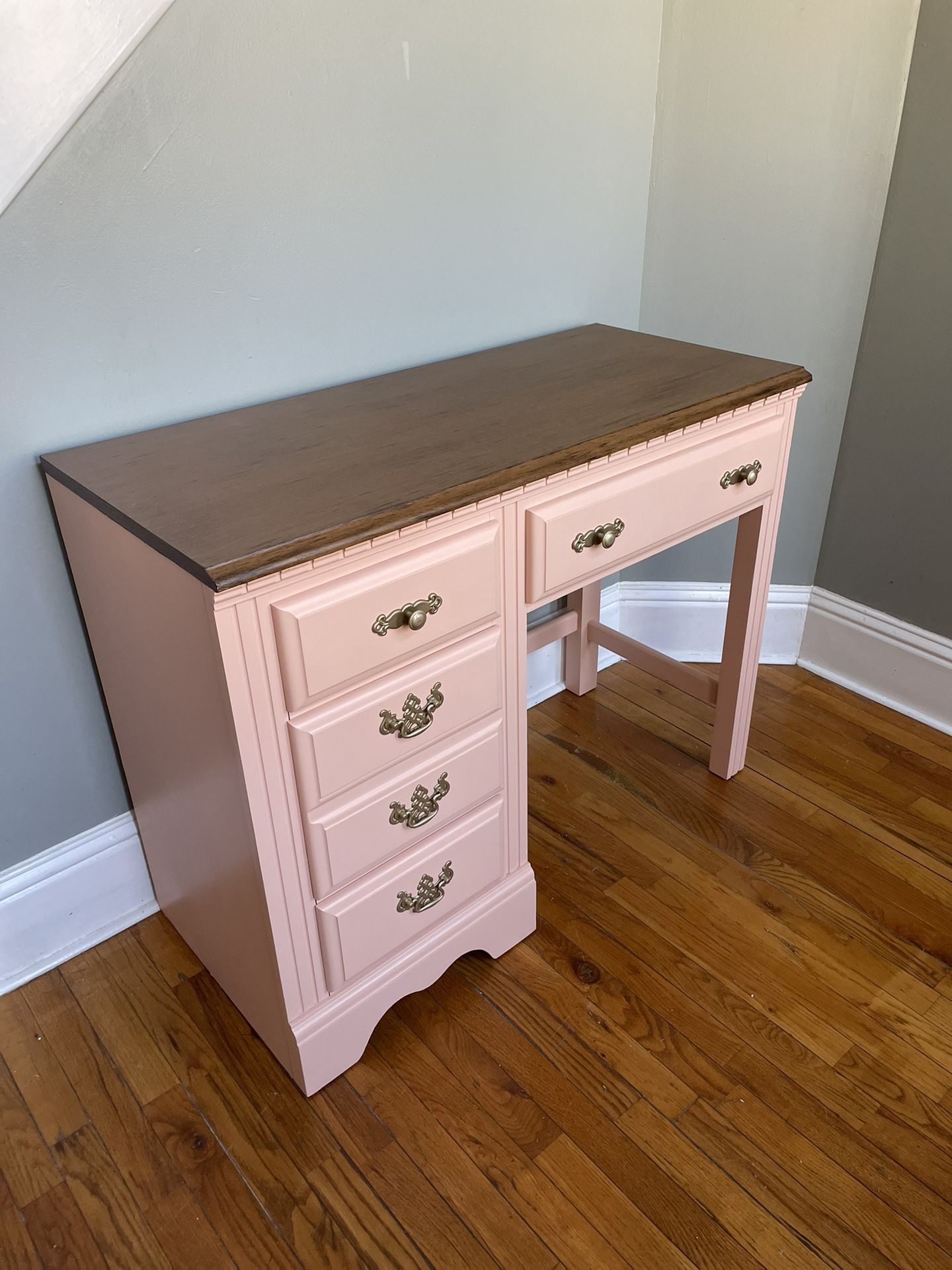 Soft Pink And Brown Desk