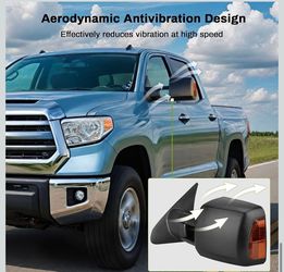 Towing Mirrors Compatible with 2007-2017 Tundra, Pair Set Side Tow Mirror with Power Adjusted Heated Glass Manual Telescoping Manual Folding LED Turn