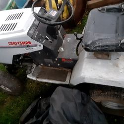 Craftsman Rider Lawn Mower With Grass Collector Attachment Comes With One Set Last Use Two Years Ago Only Reason The Deck Is Off Because Of Storage