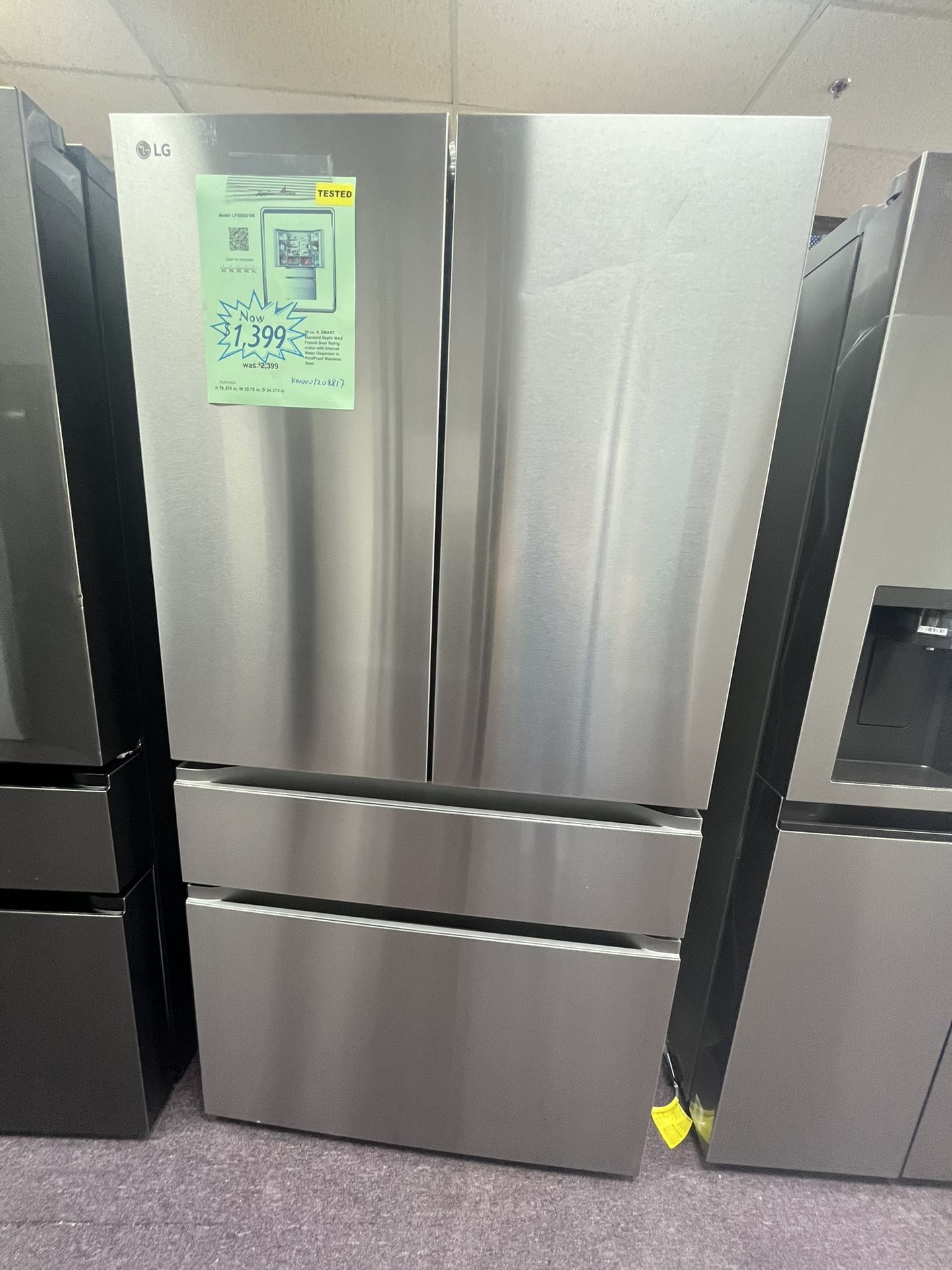 Refrigerator 36’ LG Fridge Stainless Steel 30 Cb Ft