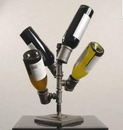 Industrial black iron pipe wine rack BNIB