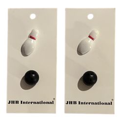 NOS Vintage Plastic Button BOWLING Ball & Pin JHB International France 2 Cards