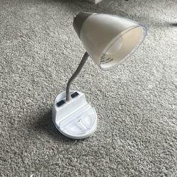 Study Desk Lamp with 2 AC Outlet, Gooseneck LED Table Lamp Stepless Dimming Study Table Lamp with Pen Holder for College Dorm Bedroom and