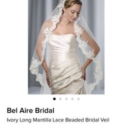 Mantilla Lace Beaded Bridal Veil