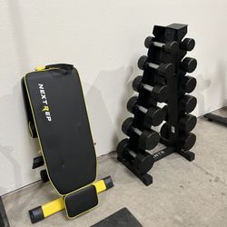 Dumbbell Weights with Stand and Weight Bench Press