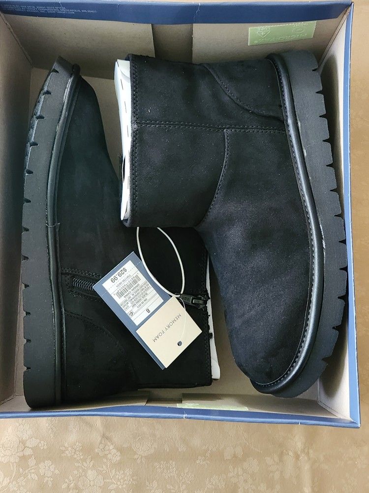 Brand New In The Box Black Suede Boots Size 8