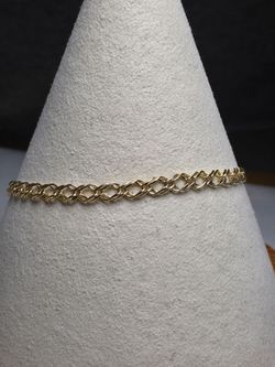 7" 2.9mm 10k Solid Gold Double Rombo Bracelet w/ Lobster Clasp