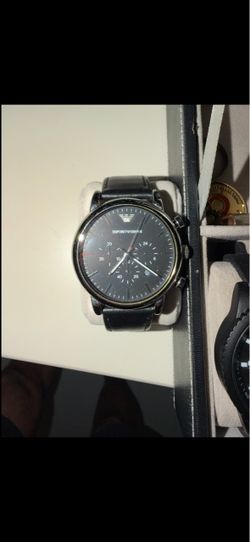 Emporio Armani Men’s Chronograph Watch – Black Leather