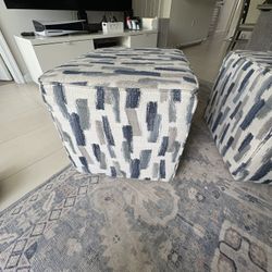 2 City Furniture Ottomans Blue