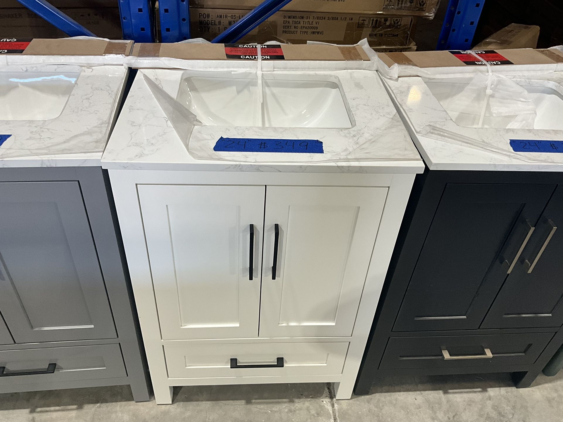 24” Bathroom Vanity in white , single sink soft close solid wood with vanity top in white $349 Luke’s liquidations warehouse Address: 2434 N Forsyt
