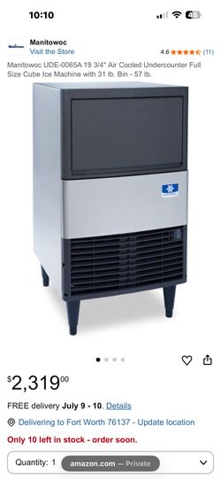 New Manitowoc UDE0065A NEO 57 lb Undercounter Dice Cuber Ice Machine mrsp is 4300 send offers