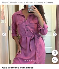 Gap Women's Pink Button-Up Shirt Dress