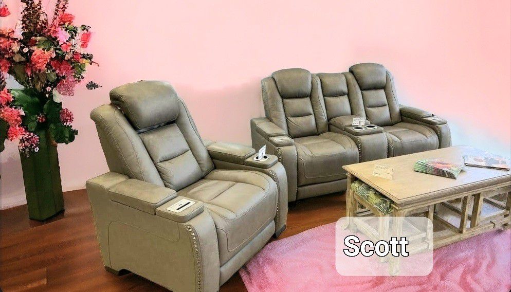 Brand New 🌞 Power Reclining Sofa Loveseat Recliner Leather Movie Couch Theater Sectional Couch 