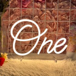 One Neon Sign For First Birthday LED Neon Lights Warm White One Year Old Birthday Table Number Neon Sign Light Lamp For Home Birthday Party Decor Bedr