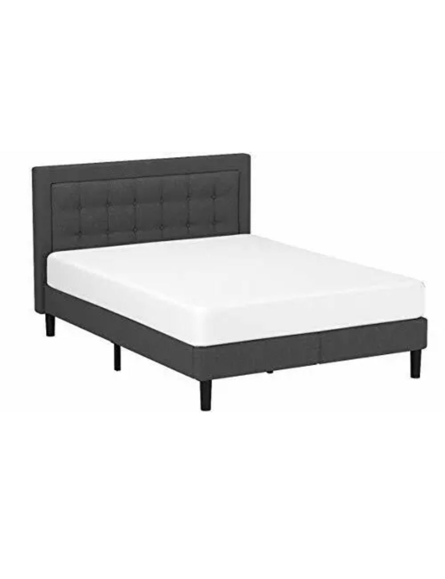 Zinus Dachelle Upholstered Platform Bed Frame / Mattress Foundation / Wood Slat Support / No Box Spring Needed / Easy Assembly, Queen, Platform Bed On